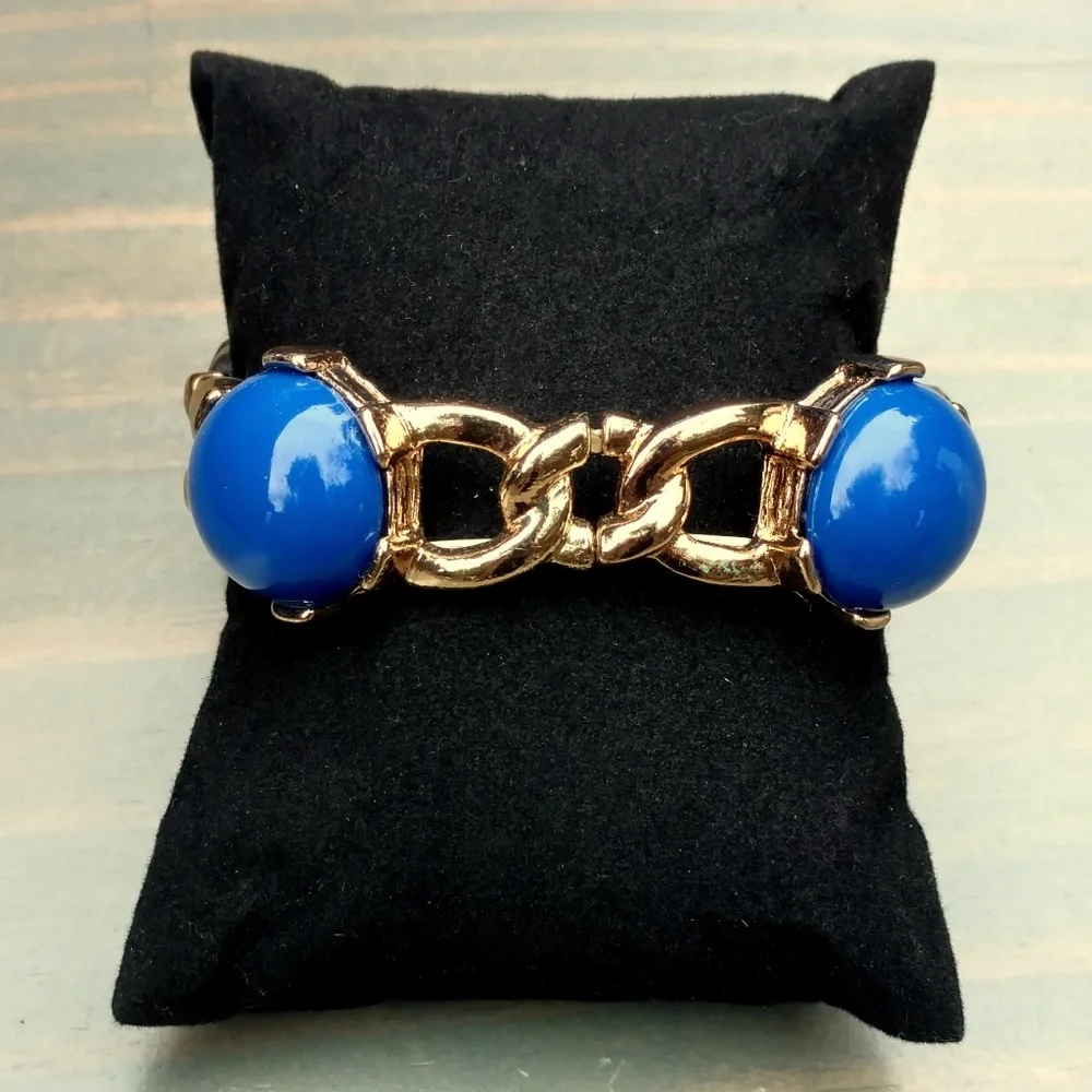 gold and royal blue stretch bracelet
